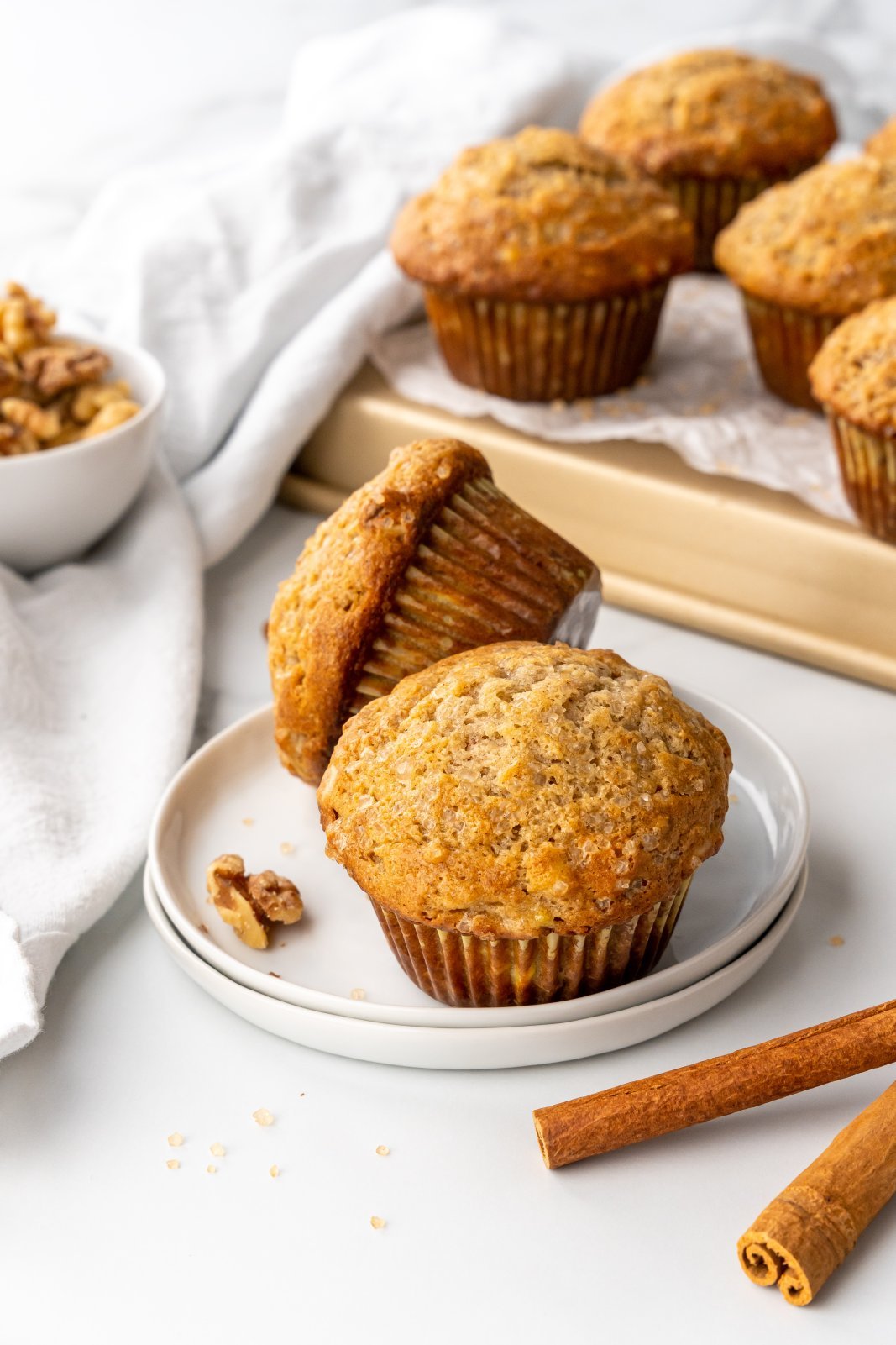 two muffins on a plate