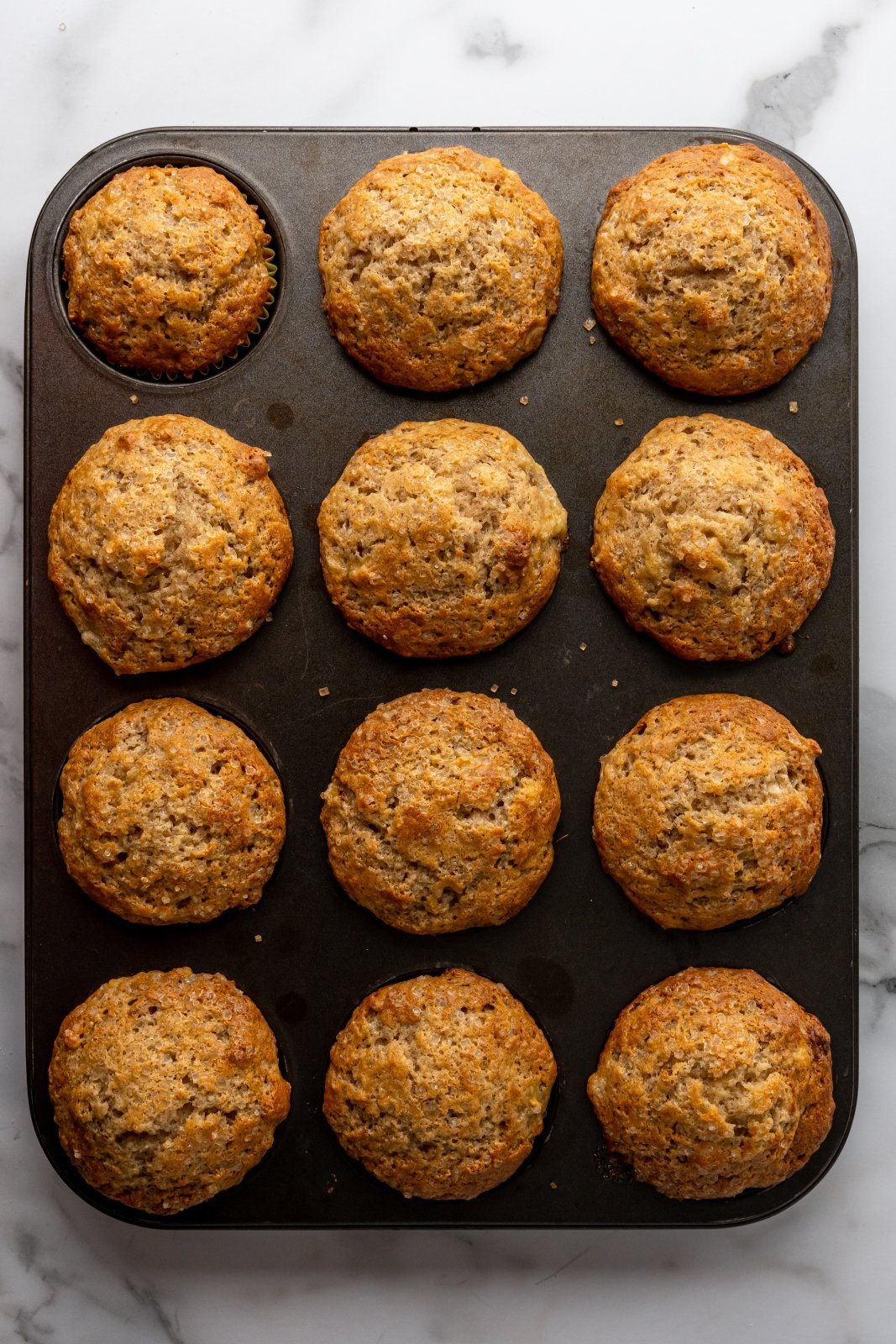 baked muffins in a tin