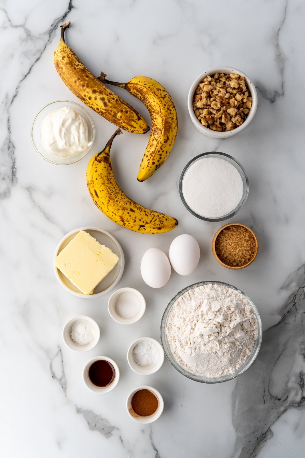 ingredients for banana walnut muffins