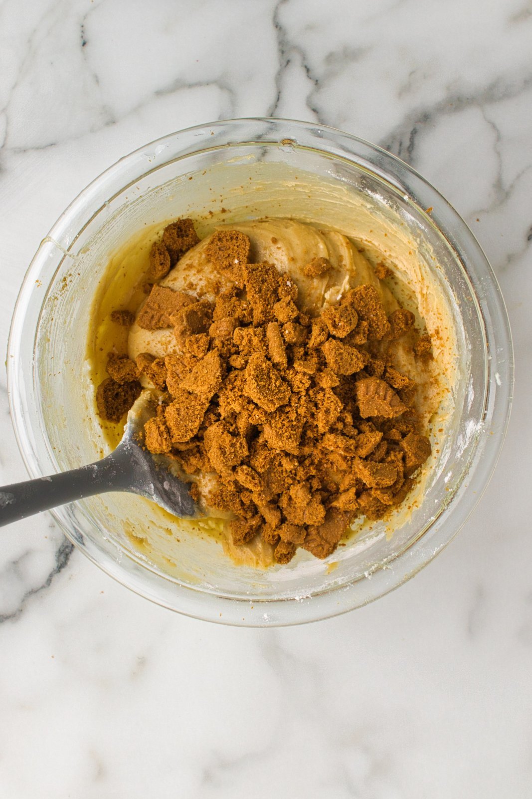 cookies getting added to the blondie batter