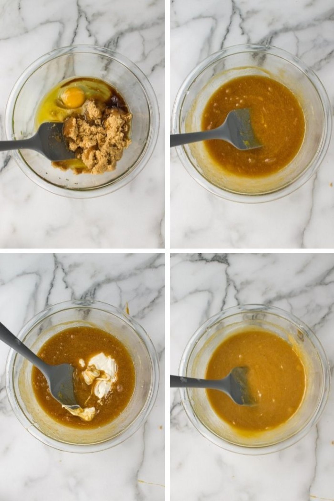 the wet ingredients being prepared for biscoff blondies