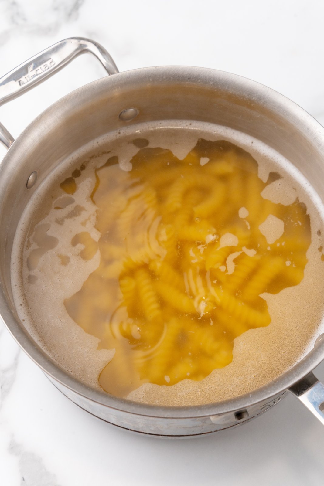 Pasta in a pot of hot water