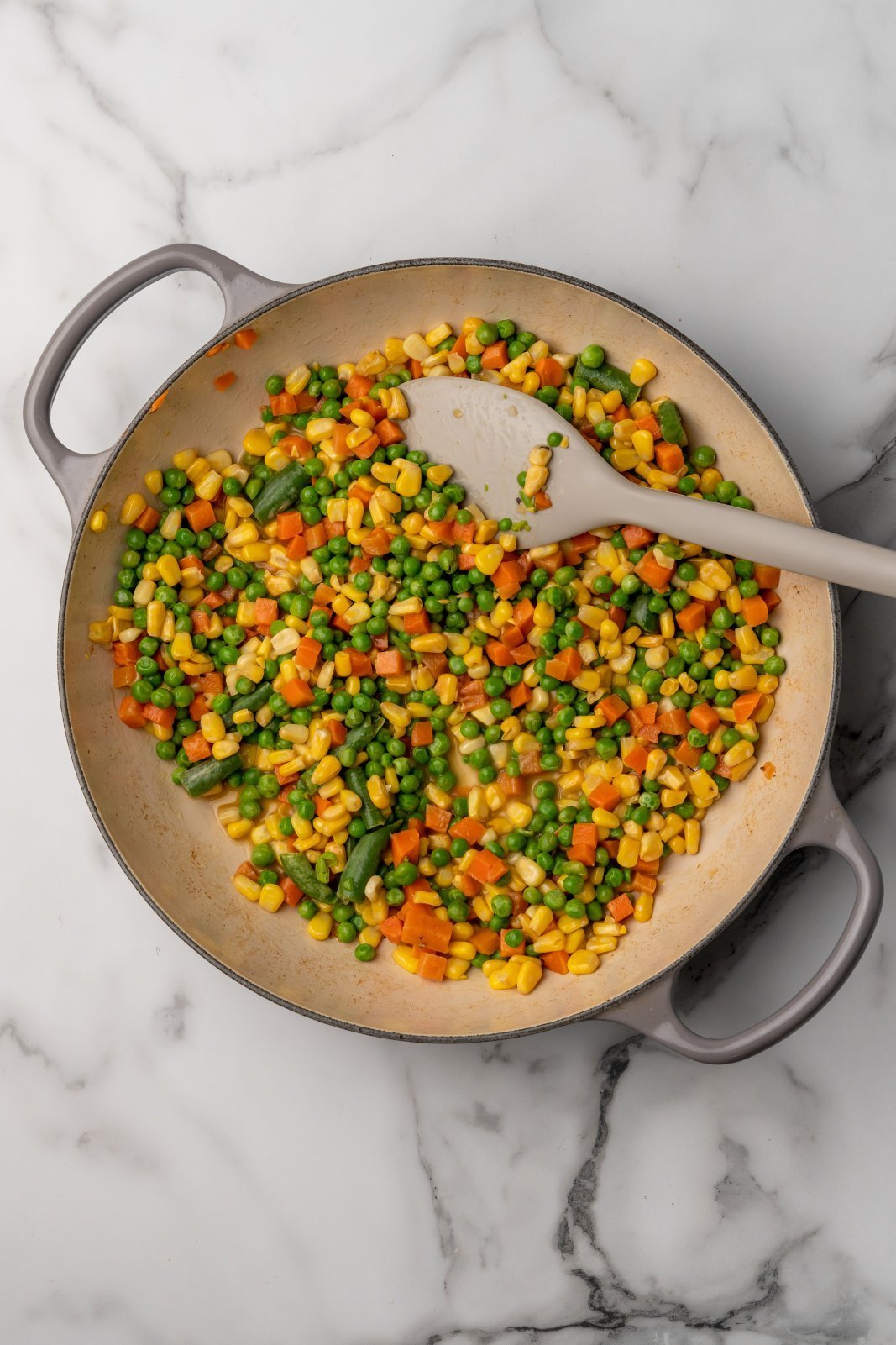 veggies that have softened and been mixed with butter