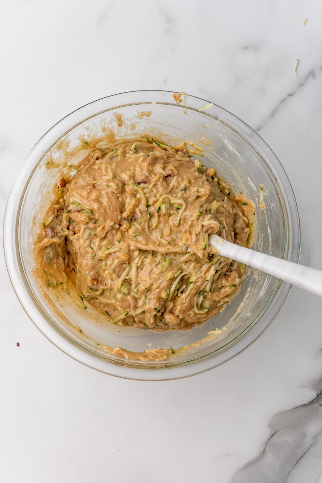 zucchini bread batter in large bowl