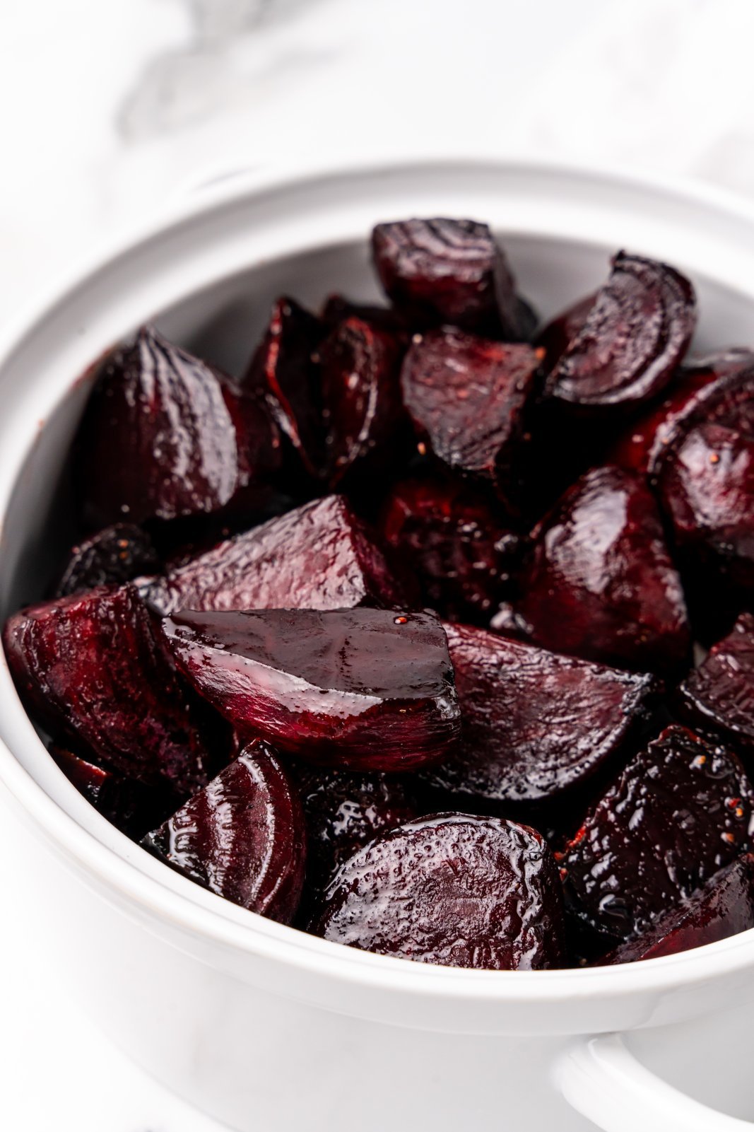 glazed beets in a serving pot