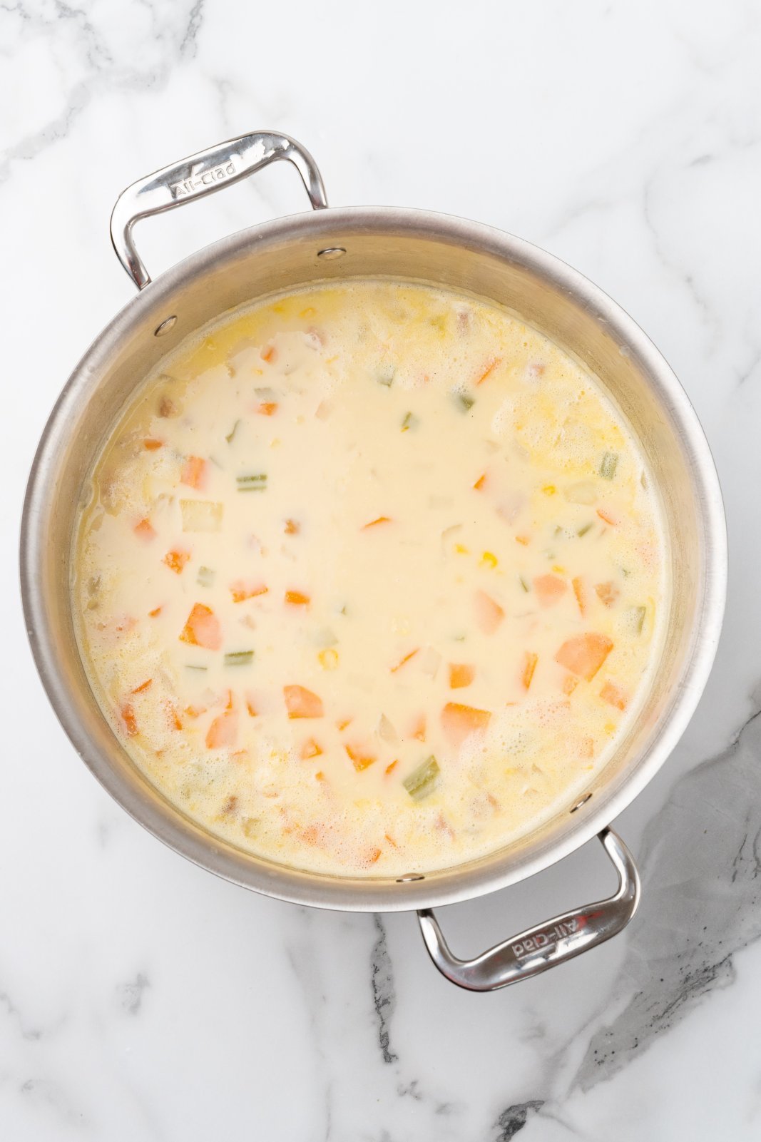 the finished soup in a large stockpot
