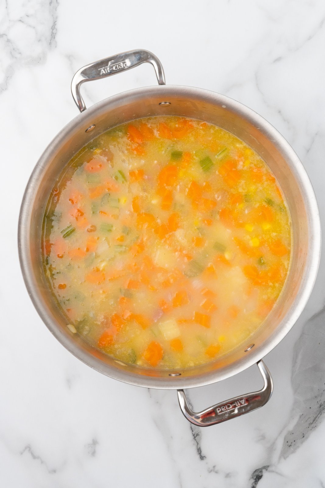 cooked soup in a large stock pot