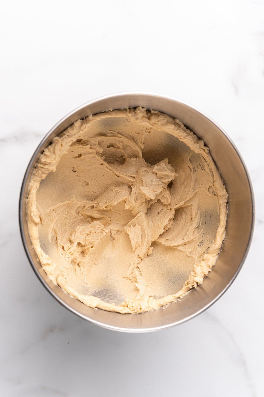 butter and brown sugar after being beaten