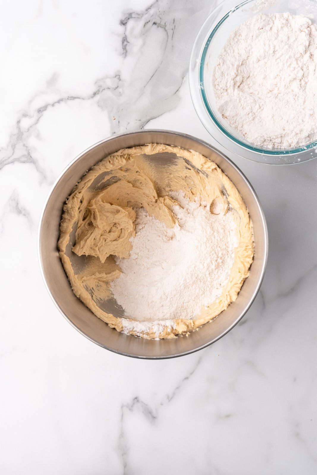 flour added to the wet ingredients