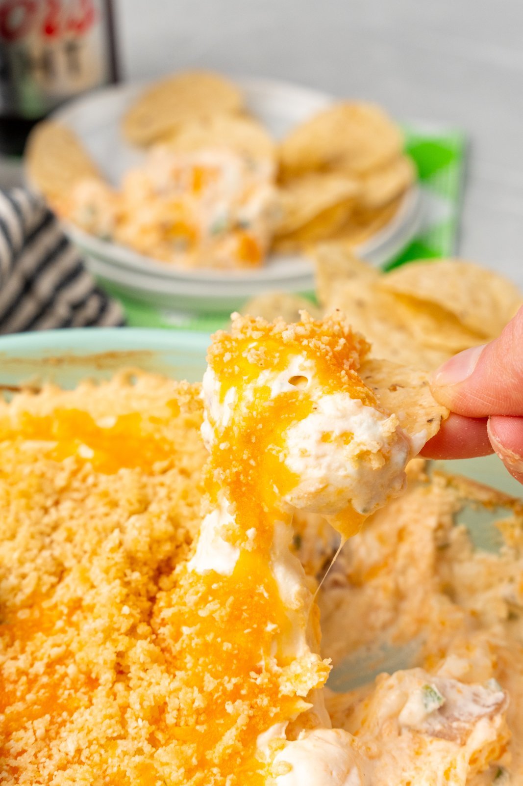 a chip dipped into the dip