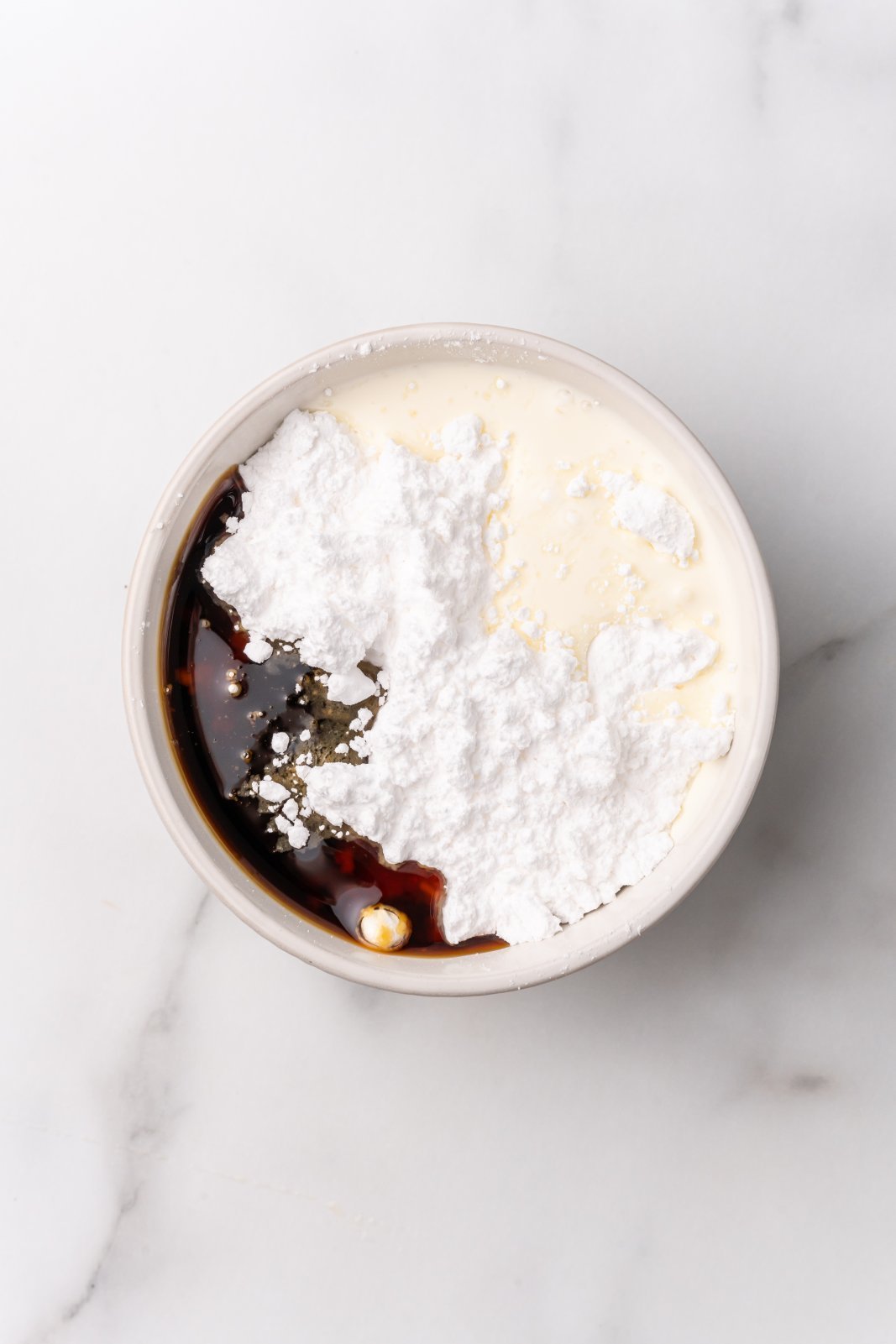 glaze ingredients in a bowl before mixing