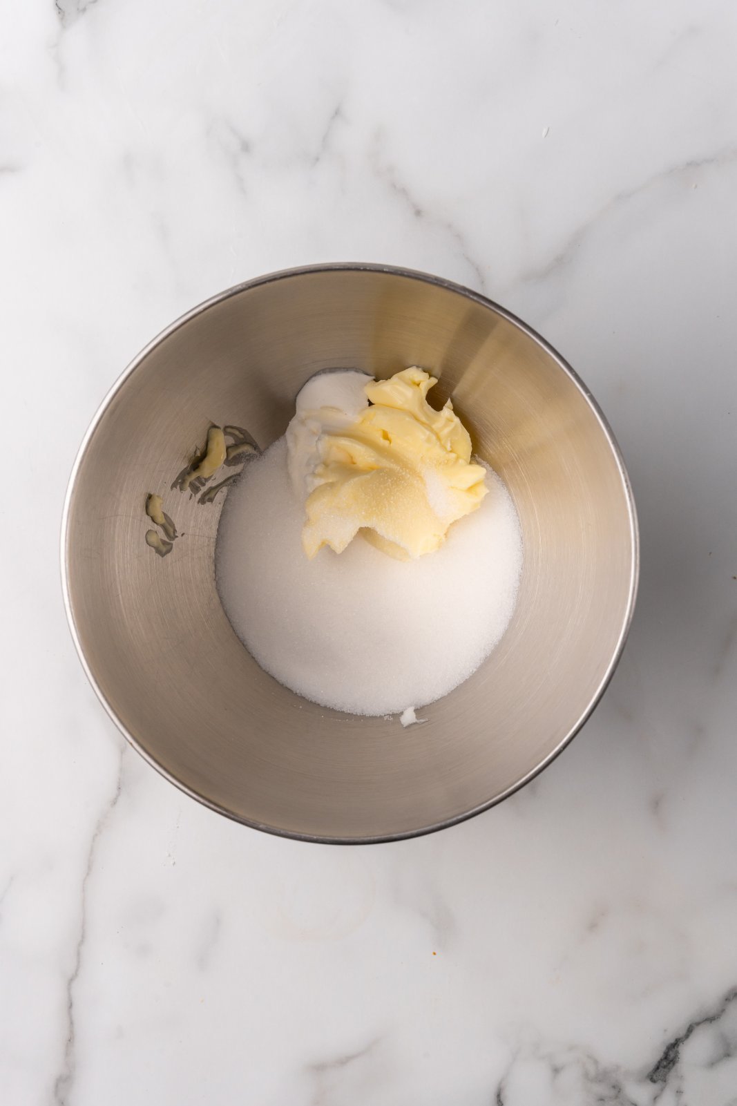 butter shortening and sugar in a stand mixer bowl