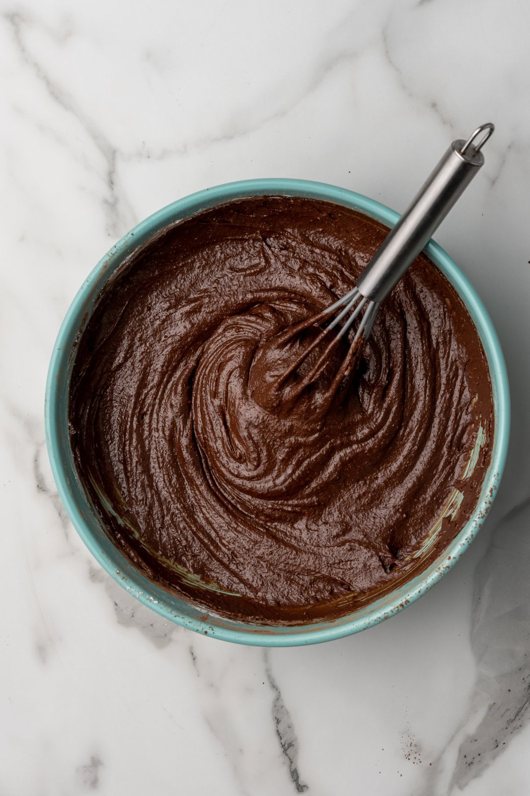 the brownie batter after flour is mixed in