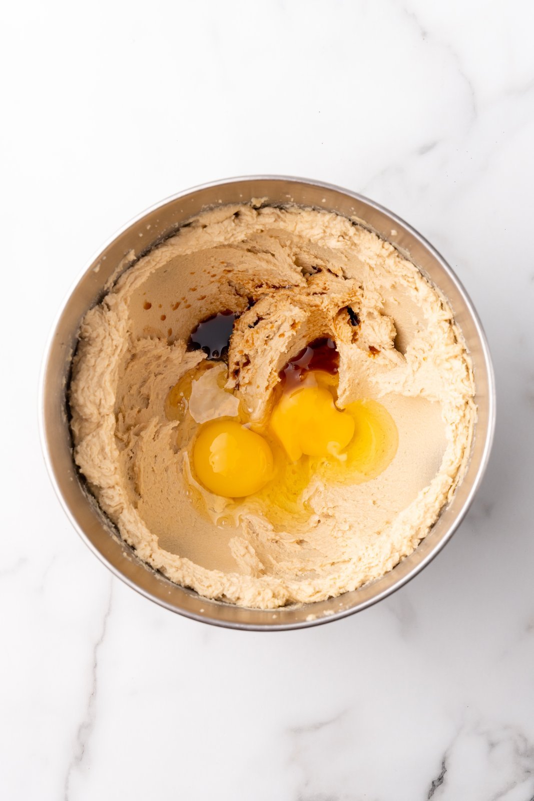 eggs added to butter mixture