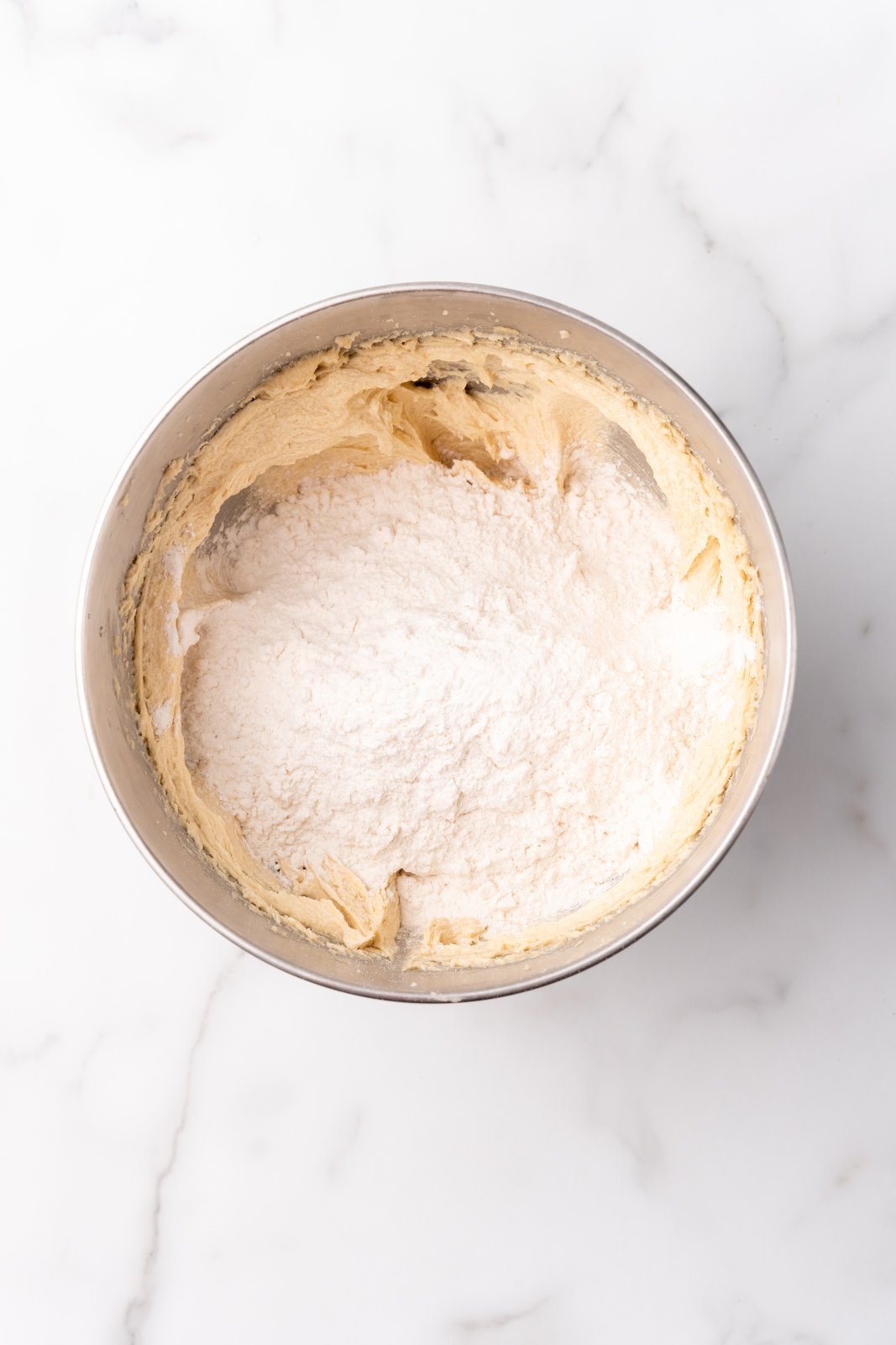 flour added to wet ingredients