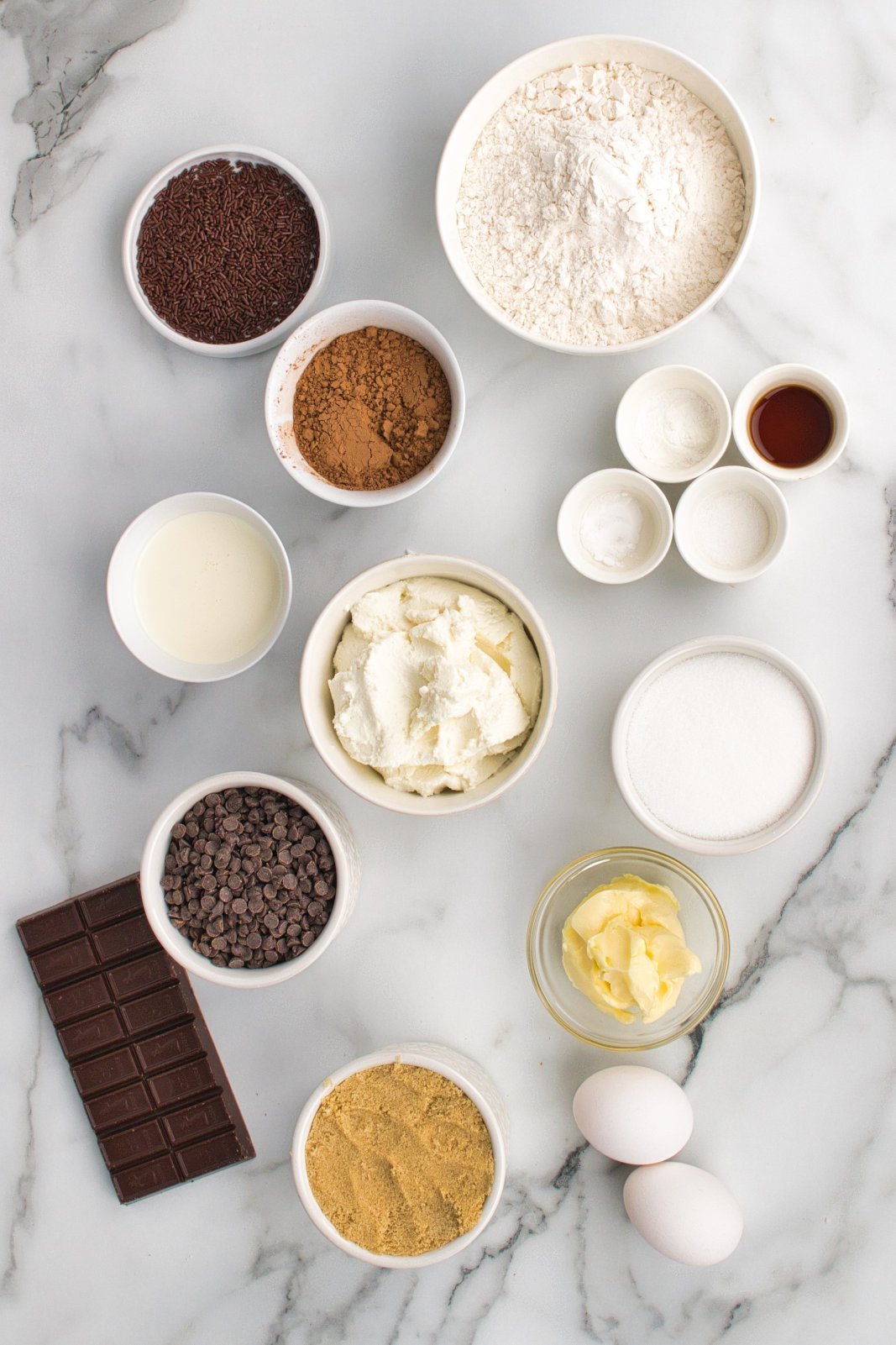 a top down view of all the ingredients needed for the cookies