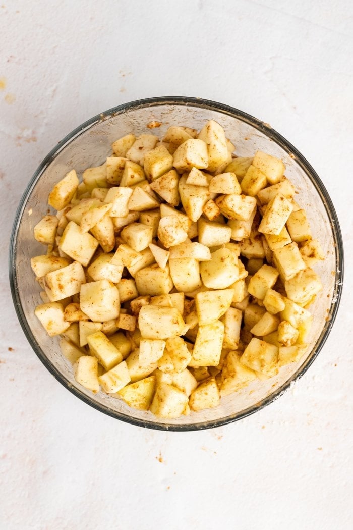 a top down view of the apple filling